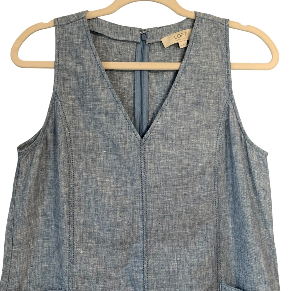 Loft Chambray Linen Pocket Sheath Dress. Size‎ 6P - Picture 5 of 12